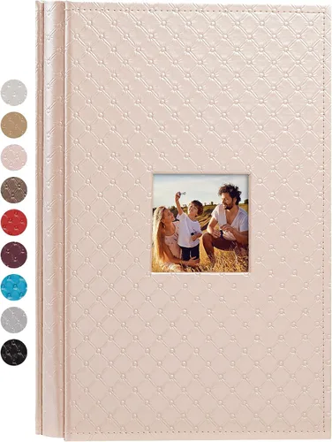 Vista 16 de Mublalbum Álbum de fotos pequeño de 4 x 6 pulgadas, 100 fotos, cubierta de cuero, libro de fotos con bolsillos horizontales para bebé, boda, Negro