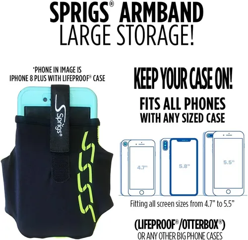 Vista 4 de Sprigs Funda de brazalete para teléfono para iPhone 14, 13, 12, 11, X Galaxy Z, S22, S21, S20 Google Pixel 7, 6, 5. El brazalete para correr más