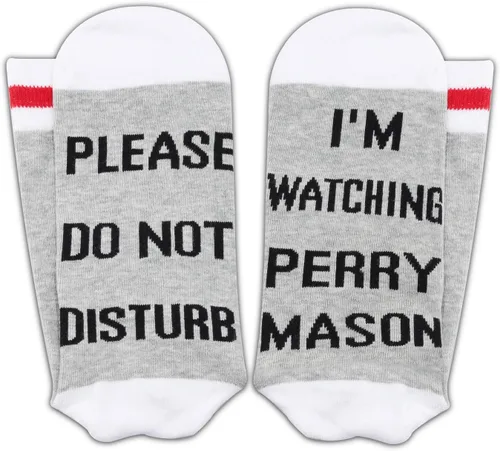 Vista 4 de TSOTMO 2 pares de calcetines de la serie de televisión, regalos para programas de televisión, Please Do Not Disturb I'M Watching, Gris