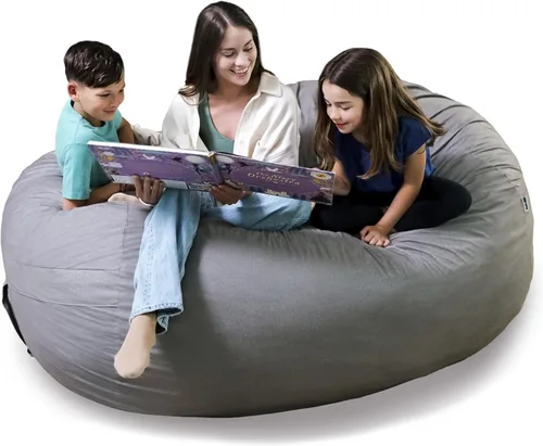 Vista 37 de Big Joe Fuf Silla Puf de Espuma de 5 Pies de Tamaño Extra Grande con Funda Extraíble para Niños, Adolescentes, Adultos, Onyx Lenox, Poliéster Tejido