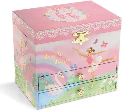 Vista 2 de Jewelkeeper Caja de música y juego de joyas de bailarina para niñas pequeñas, 3 regalos de bailarina para niñas, joyero musical de bailarina