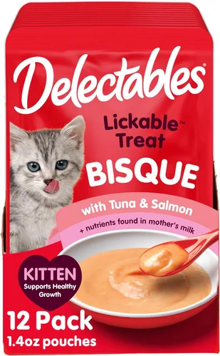 Vista 11 de Delectables Bisque Kitten - Golosinas húmedas para gatos, atún y pollo (paquete de 12) (el embalaje puede variar)