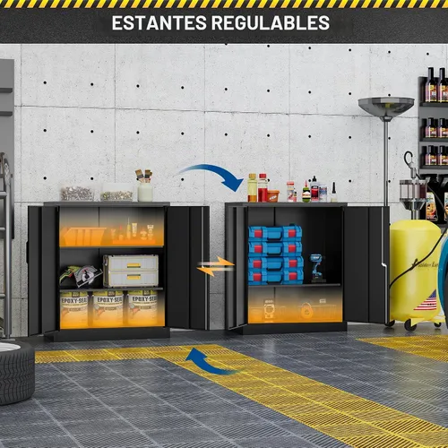 Vista 5 de Fesbos Armario de almacenamiento de metal, archivadores de acero de 36 pulgadas de alto con puertas con cerradura y estantes ajustables, gabinete