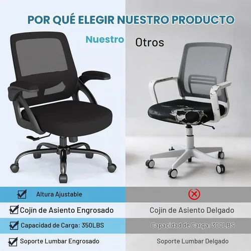Vista 9 de AnyGod Silla de oficina grande y alta, 400 libras, resistente, cómoda silla