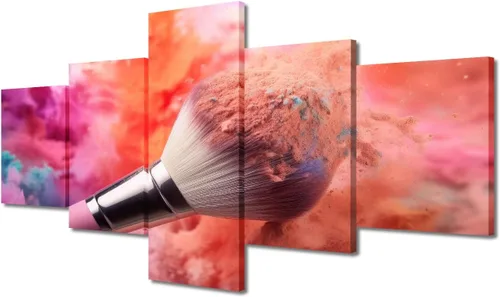 Vista 40 de Póster abstracto de labios de niña, cuadros dorados sobre lienzo, arte de pared, hermosos pósteres e impresiones en lienzo de 5 piezas, arte