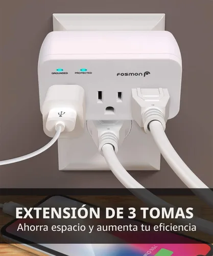 Vista 3 de Fosmon Protector contra sobretensiones para refrigerador, 3 tomas de corriente, resistente contra sobretensiones con julios altos para refrigerador