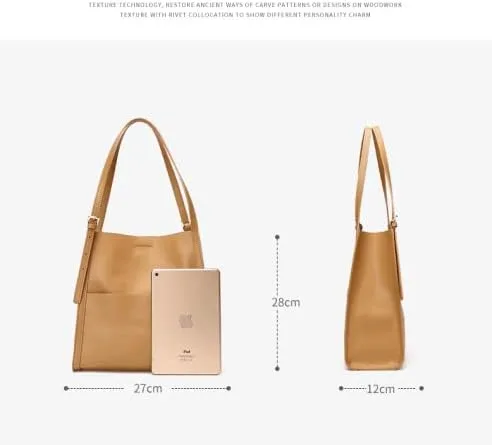 Vista 2 de Aiwanning - Bolso de piel auténtica para mujer, bolso de hombro, bolso de mano