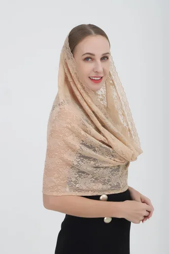 Vista 3 de Grettytling Soft and Comfortable Mantilla Veils 5 Colors Spanish Style Lace Infinity Veil Mantilla Latin