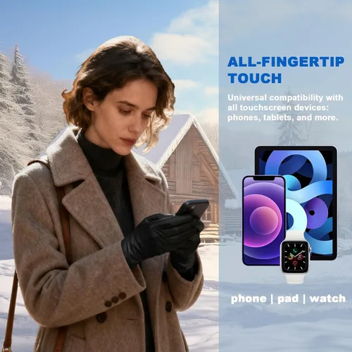 Vista 3 de MaxW Women's Sheepskin Leather Gloves for Winter Touchscreen Warm Gloves for Cold Weather