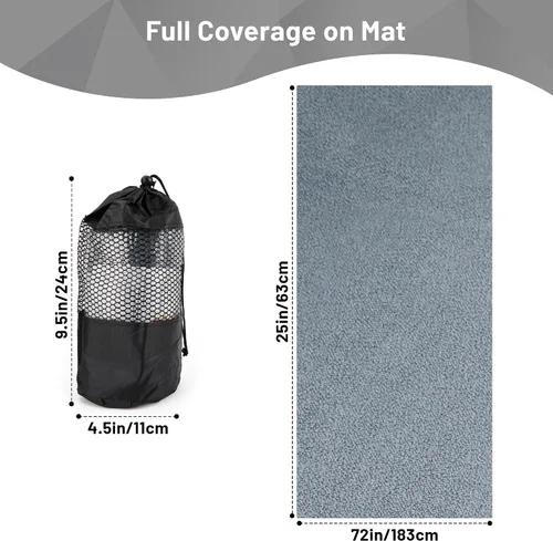 Vista 3 de Toalla de yoga antideslizante con puntos de agarre, toalla de microfibra absorbente del sudor para yoga, pilates, bikram y fitness, 72 x 24