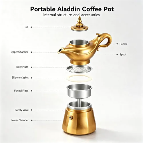 Vista 6 de Cafetera, olla moka para café italiano y cubano, cafetera Greca, cafeteras, 6 tazas de espresso