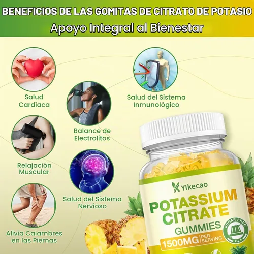 Vista 4 de Gomitas de citrato de potasio de 1500 mg para adultos, mujeres y 1Paquete