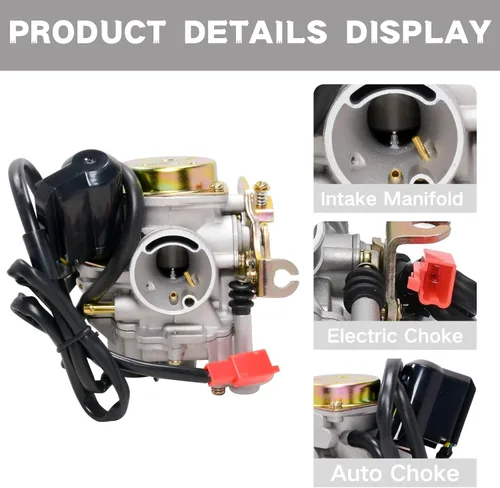 Vista 5 de GY6 50CC Carburador para 49CC 50CC 139QMA 139QMB Scooter de 4 tiempos, ciclomotor, motor Taotao, PD18J, ciclomotor, ATV, Go Kart, Quads, Buggy