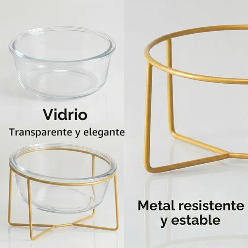 Vista 5 de Cuenco elevado de vidrio pequeño inclinado para gatos y perros, plato elevado para comida para gatos, plato de agua para mascotas, cuencos