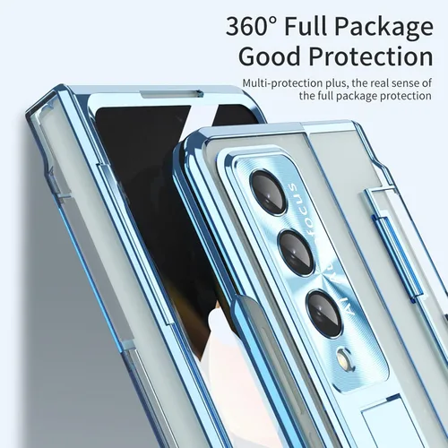 Vista 5 de Funda transparente para Samsung Galaxy Z Fold 3 con protección de bisagra plana, cubierta todo incluido Protector de pantalla integrado Protector