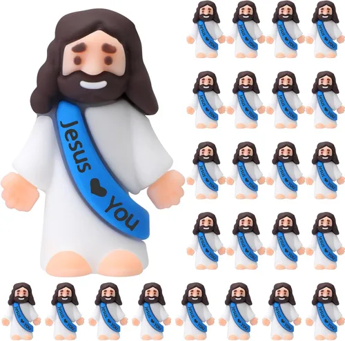 Vista 18 de Bememo 25 figuras de Jesús pequeñas figuras de Jesús, color blanco