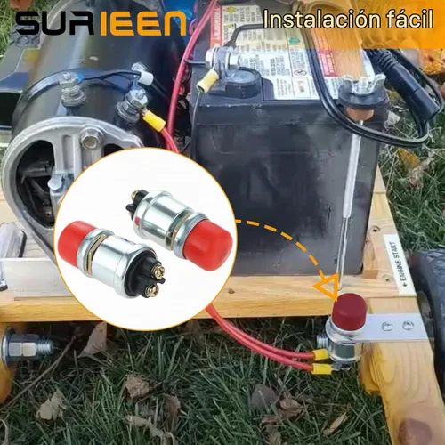 Vista 4 de Botón de arranque del motor, interruptor momentáneo de 12 V y 24 V, botón pulsador de alta resistencia, interruptor de arranque momentáneo