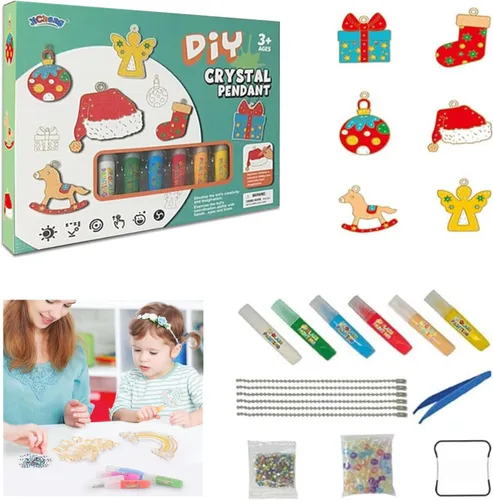 Vista 10 de Juego de manualidades y manualidades de pintura de cristal, kit de colgante de cristal para bricolaje, arte de pintura de ventana, kit de colgante