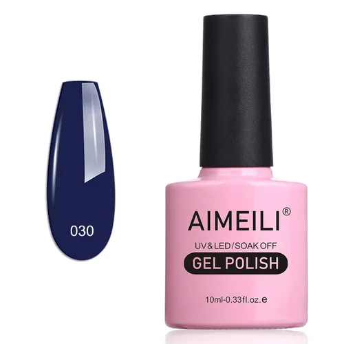 Vista 23 de AIMEILI Soak Off U V LED Esmalte de uñas de gel negro, sin hema, libre de crueldad, arte de uñas vegano, Blackpool (007) 0.3 fl oz