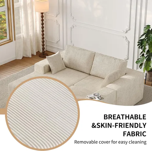 Vista 6 de Yanosaku Sofá modular en forma de L de 107 pulgadas, sofá modular Cloud con diván, tapizado, sin montaje, asiento profundo, cojines suaves