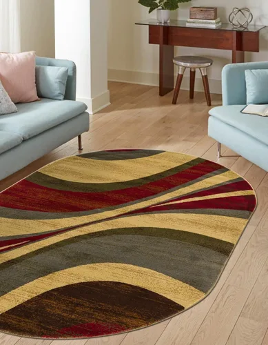 Vista 15 de Unique Loom Barista Collection - Alfombra Ngada (2 pies 2 pulgadas x 3 pies 1 pulgada, Rectangular, Beige/Rojo)