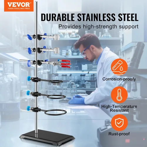 Vista 7 de VEVOR Juego de soporte para laboratorio metálico de grado de laboratorio - Soporte de laboratorio de material de hierro premium, abrazadera