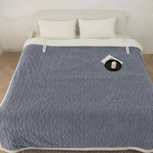 Vista 26 de Manta eléctrica tamaño individual 62"X84" amarilla - Manta cálida y gruesa de sherpa con calefacción para invierno con 5 niveles de calentamiento