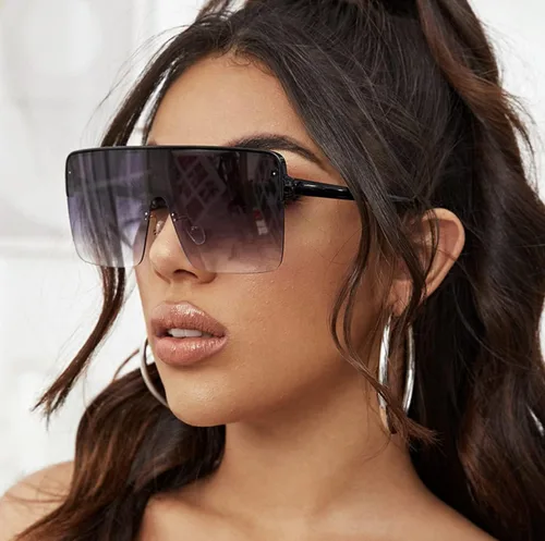 Vista 4 de W&Y YING Gafas de sol de gran tamaño con parte superior plana para hombres y mujeres, semirremolques, elegantes y de gran tamaño, gafas deportivas