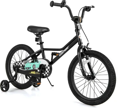 Vista 9 de COSTWAY Bicicleta para niños de 12/14/16/18 pulgadas, bicicleta de entrenamiento para niños y niñas con ruedas de entrenamiento extraíbles