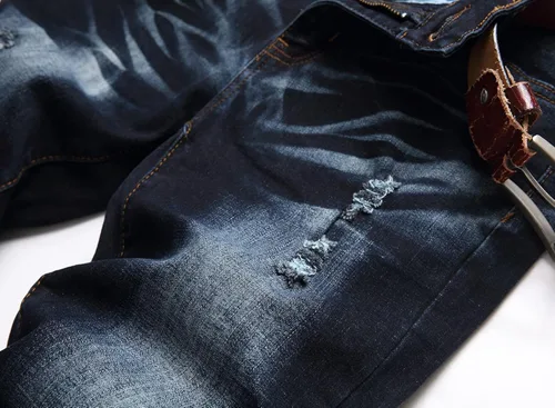 Vista 8 de Junbaoss - Jeans elásticos ajustados para hombre pantalones de mezclilla ajustados rasgados para hombre pantalones de cintura flexible de pierna