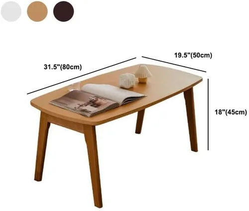 Vista 2 de Mesa de centro, moderna mesa de centro rectangular plegable de madera maciza escandinava para sala de estar, natural 31.5 pulgadas de largo x 19.5
