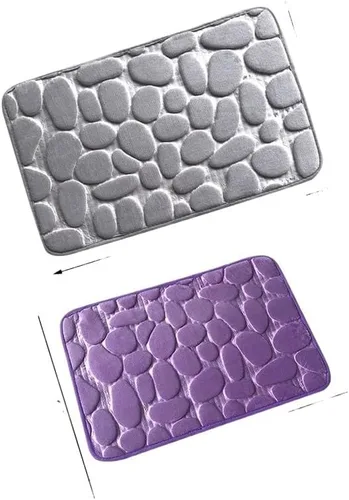 Vista 2 de Alfombra antideslizante de Baño De Franela Gruesa Antideslizante, Almohadilla De Espuma Viscoelástica, Adoquín En Relieve, Alfombra De Suelo De