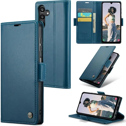 Vista 20 de Funda compatible con Samsung Galaxy A14 con tarjetero y función atril, funda protectora de piel para Galaxy A14 5G de 6.6 pulgadas (negro)