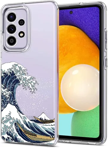 Vista 9 de Unov Funda diseñada para Galaxy A52 / A52s, funda transparente para teléfono con [patrón antideslizante en relieve], protección delgada a prueba