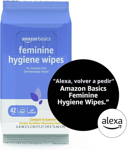 Vista 8 de Amazon Basics Toallitas de higiene femenina, sin alcohol, pH equilibrado, probado por ginecólogos, aroma fresco, 168 unidades (4 paquetes de 42)