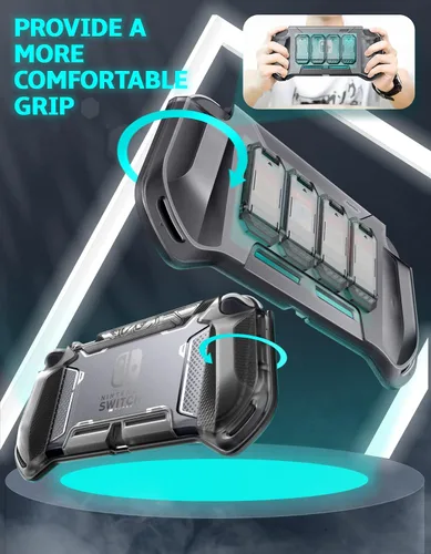 Vista 5 de Mumba BladePro Series Case for Nintendo Switch Lite, 4 Game Cards Holder Dustproof Front Cover, TPU Protective Portable Accessories Compatible with