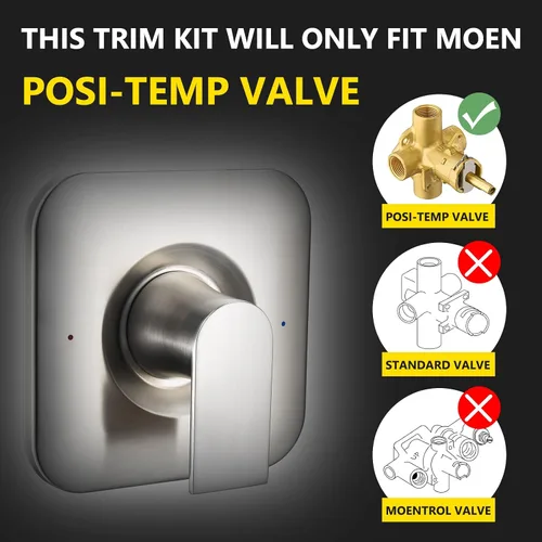 Vista 2 de Reemplazo para el kit de ajuste de válvula Posi-Temp Moen T2471BN Genta LX, níquel cepillado