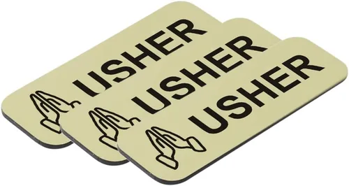 Vista 17 de Usher - Placa de identificación de 1 x 3, color negro, manos orantes (paquete de 3)