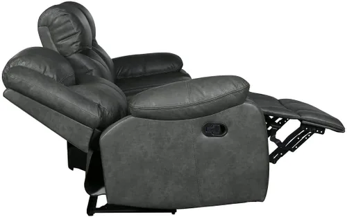 Vista 4 de Blackjack Furniture Marsden - Sofá biplaza reclinable de cuero moderno para sala de estar, gris plomo