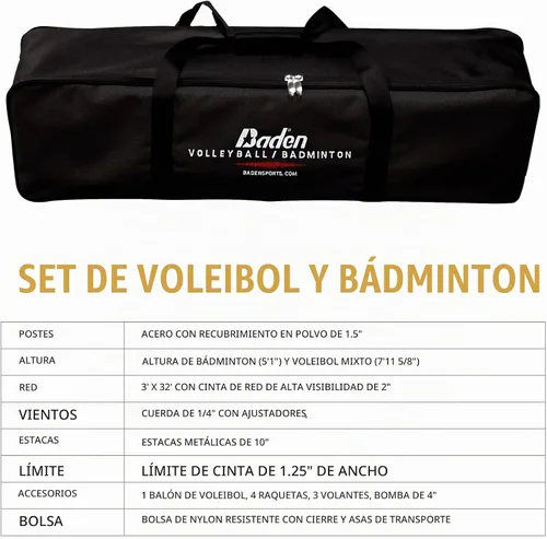 Vista 5 de BadenBaden Champions Volleyball Badminton Combo Set Negro/Rojo