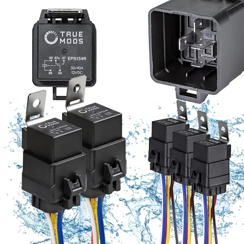 Vista 7 de Juego de arnés de interruptor de relé impermeable Ols de 30/40 Amperios; relés para auto, de doble tiro, unipolar de 12 V, 5 pines, cables