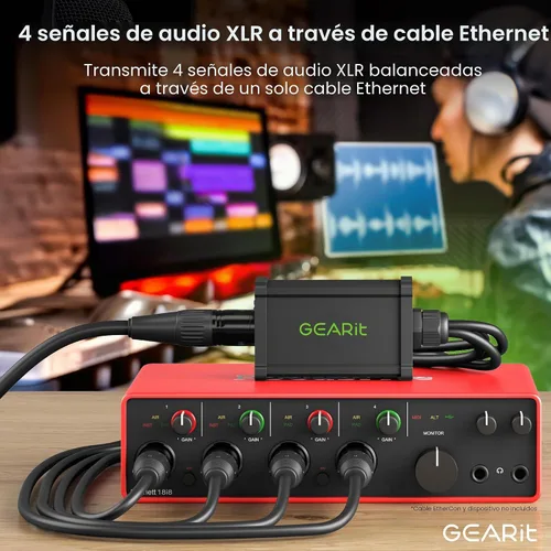 Vista 3 de GEARit Serpiente de 4 canales (cable de derivación de 2 pies) 3 pines XLR/DMX/AES-EBU a Ethercon RJ45 Cat5/Cat6 Ethernet Extensor para escenario