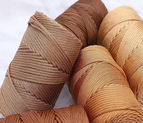 Vista 5 de Cordón de hilo artístico de 14.11 oz, hilo de poliéster color caqui claro, macramé, tejer, bolsas de bricolaje, canasta de ganchillo, sombrero