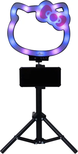 Vista 4 de Impressions Vanity Hello Kitty - Anillo de luz RGB de 10 pulgadas con soporte y soporte para teléfono, luces LED para selfies con modos