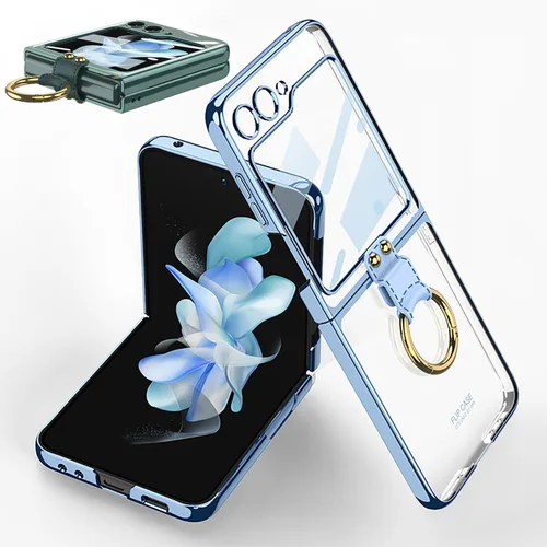 Vista 13 de SHIEID Z Flip 4 - Funda protectora delgada con soporte de anillo, borde galvanizado para Galaxy Z Flip 4, con protector de pantalla integrado