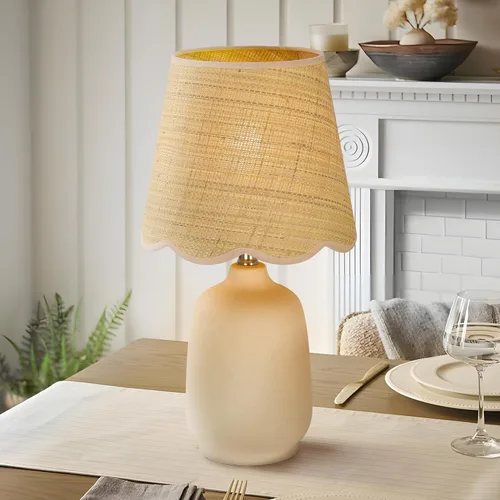 Vista 6 de Pia Ricco lámpara de mesa de cerámica moderna de 19" para sala de estar, lámparas de escritorio de base crema para dormitorio, lámpara de mesita