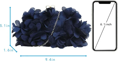 Vista 2 de Buddy - Bolso de mano de satén suave para mujer, con forma de rosa, para boda, fiesta