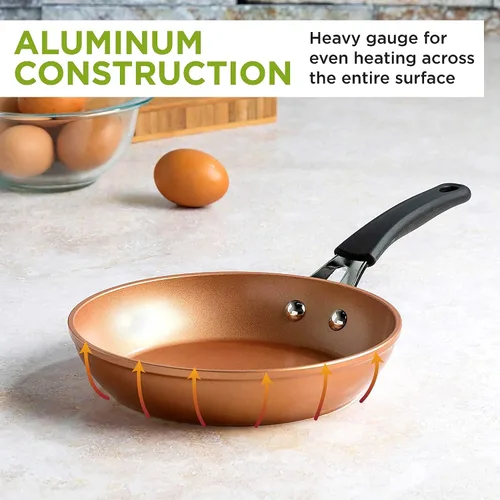 Vista 7 de Ecolution Cerámica de titanio, fácil de limpiar, mango de silicona antiadherente que se mantiene fresco, sartén de 8 pulgadas, cobre