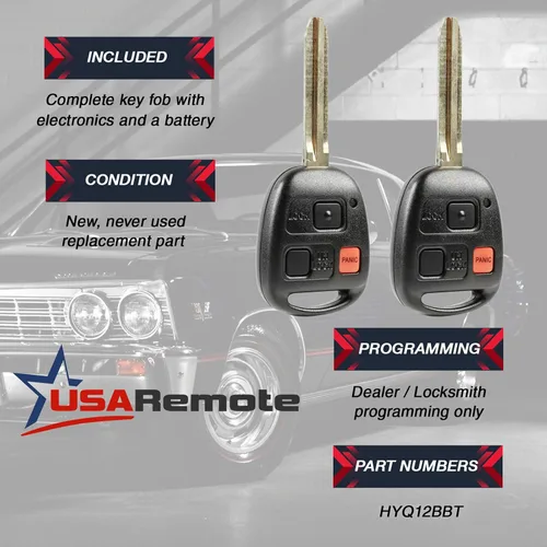 Vista 3 de Llavero compatible con Toyota FJ Cruiser 2010, 2011, 2012, 2013, 2014, Toyota FJ Cruiser (HYQ12BBT G-Chip), juego de 2