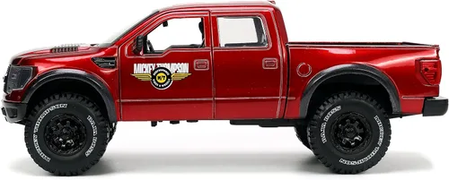 Vista 3 de Jada Toys Just Trucks 1:24 2011 Ford SVT Raptor - Coche fundido a presión rojo con estante para neumáticos, juguetes para niños y adultos